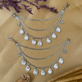 silver earchain, silver matils silver rhodium kan chain, silver sahara