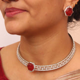 Modern American Diamond Choker Necklase Set