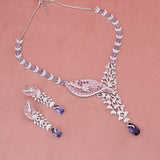 American Diamond Amethyst Purple Pink Necklase Set