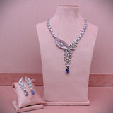 American Diamond Amethyst Purple Pink Necklase Set