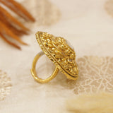 Antique Gold Kundan Finger Ring
