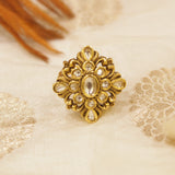 Antique Gold Kundan Finger Ring