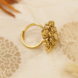 Antique Gold Kundan Finger Ring