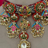 Fusion Pachi Kundan Necklace Set