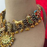 Fusion Pachi Kundan Necklace Set
