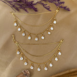 3 layer ear chain , kundan earchain, layrar earchain, kan chain, kundan sahara