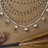 mehendi polish antique kundan five line ear chain matil