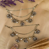 antique jhumka ear chain, kanchain with jhumka, ear chain with jhumki