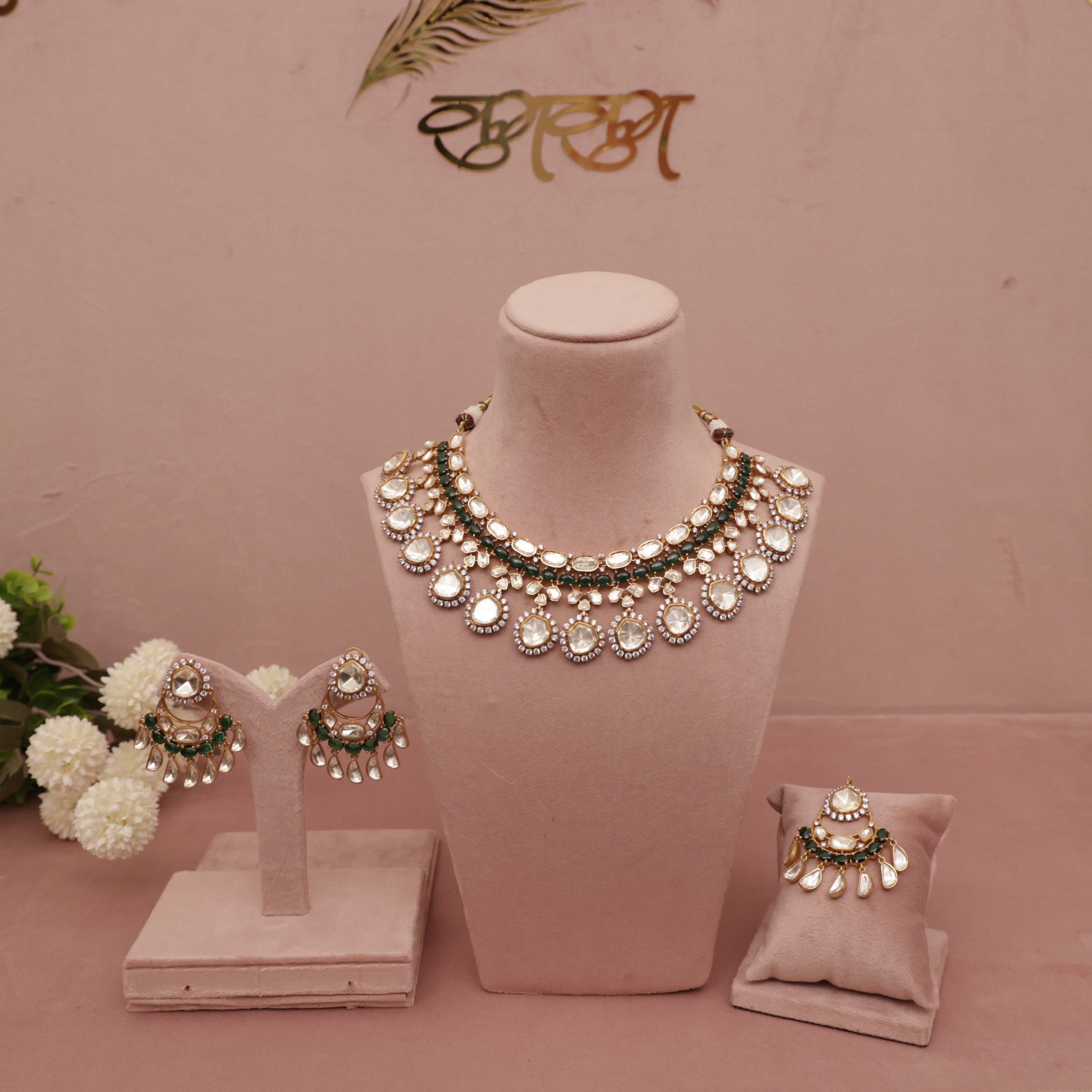 moissanite kundan necklace set