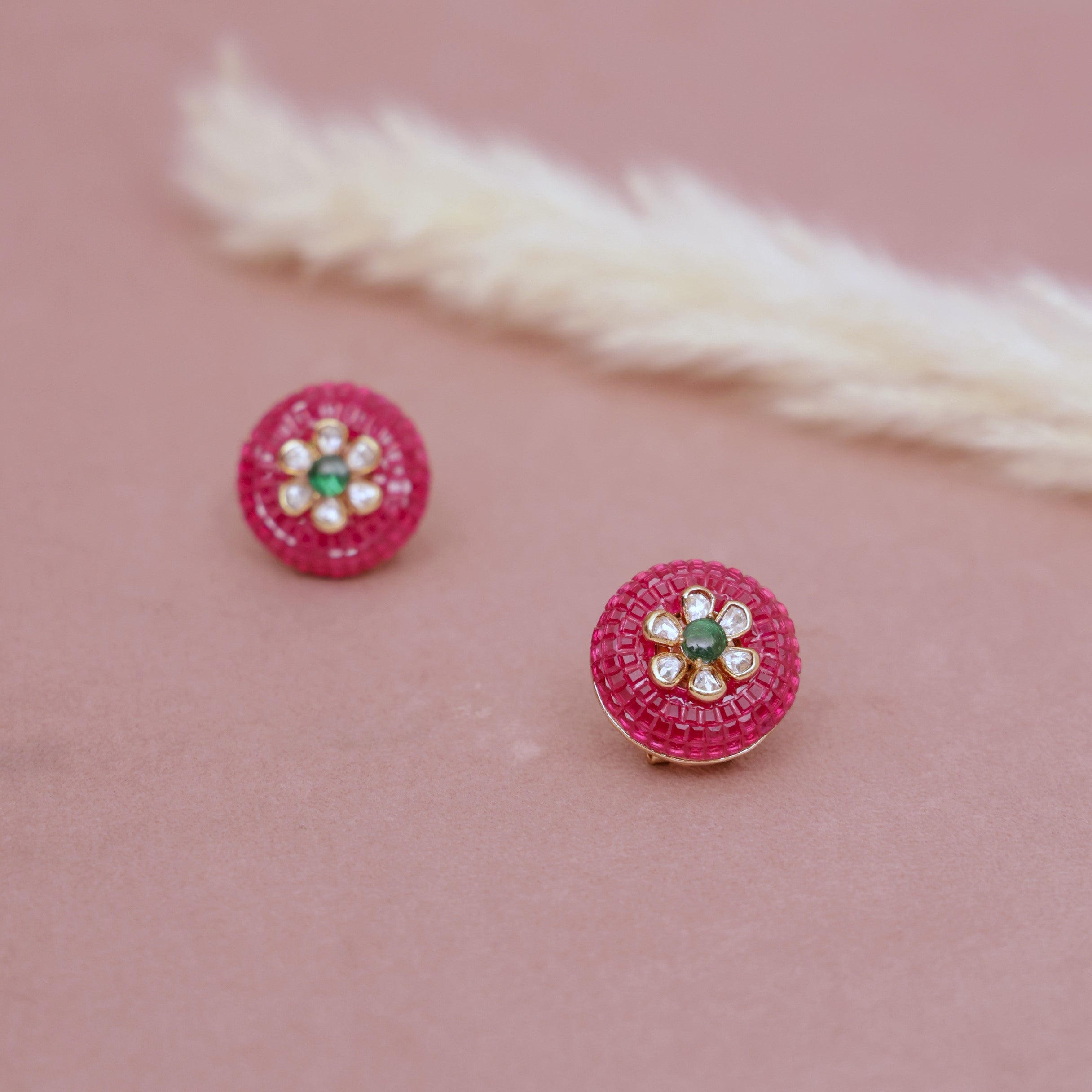 ruby studs tops earring