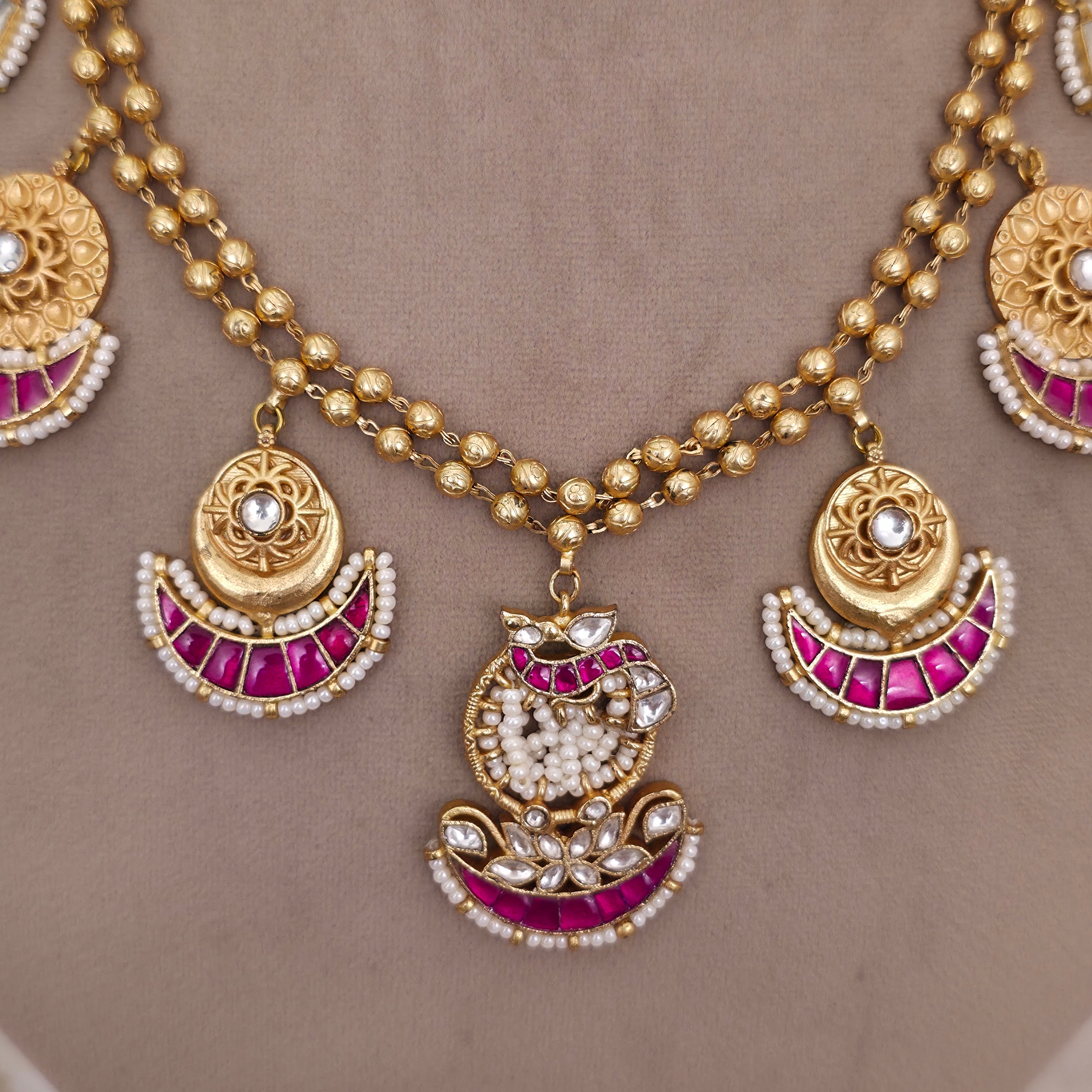 Fusion Pachi Kundan Necklace Set