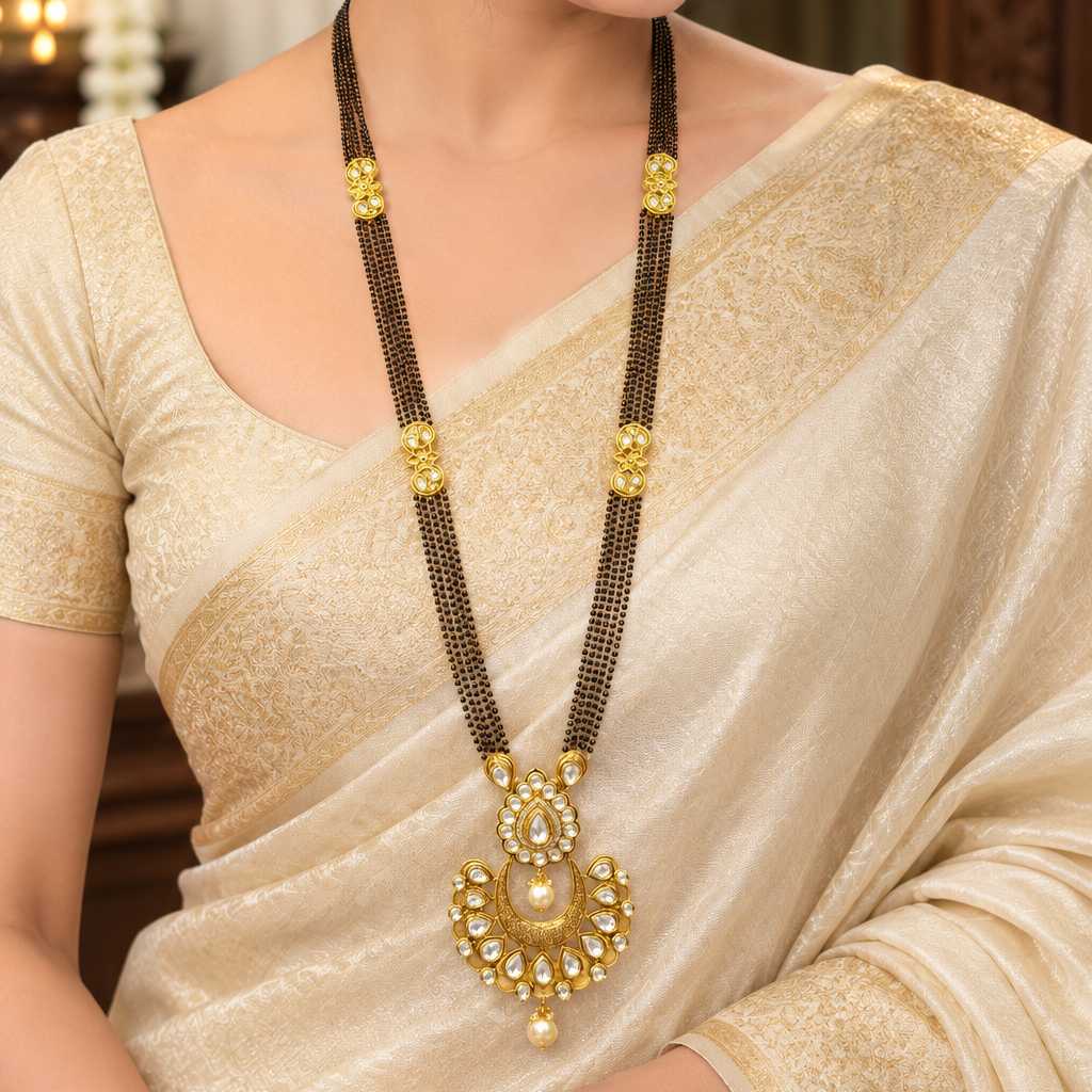 Antique Kundan 36 Inch Long Mangalsutra