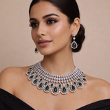 American Diamond Emerald Green Necklase Set