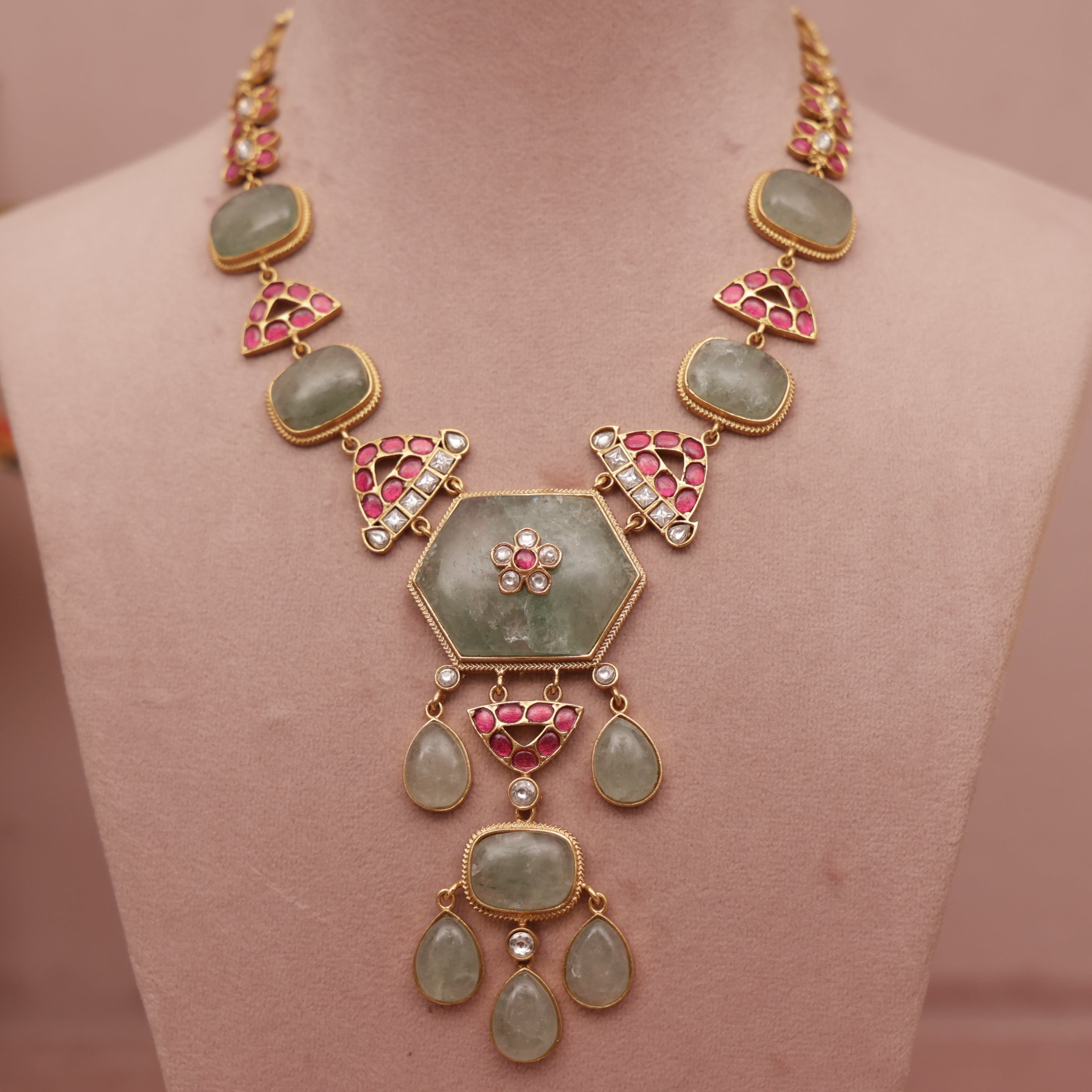 Fusion Sapphire Kundan Necklace Set