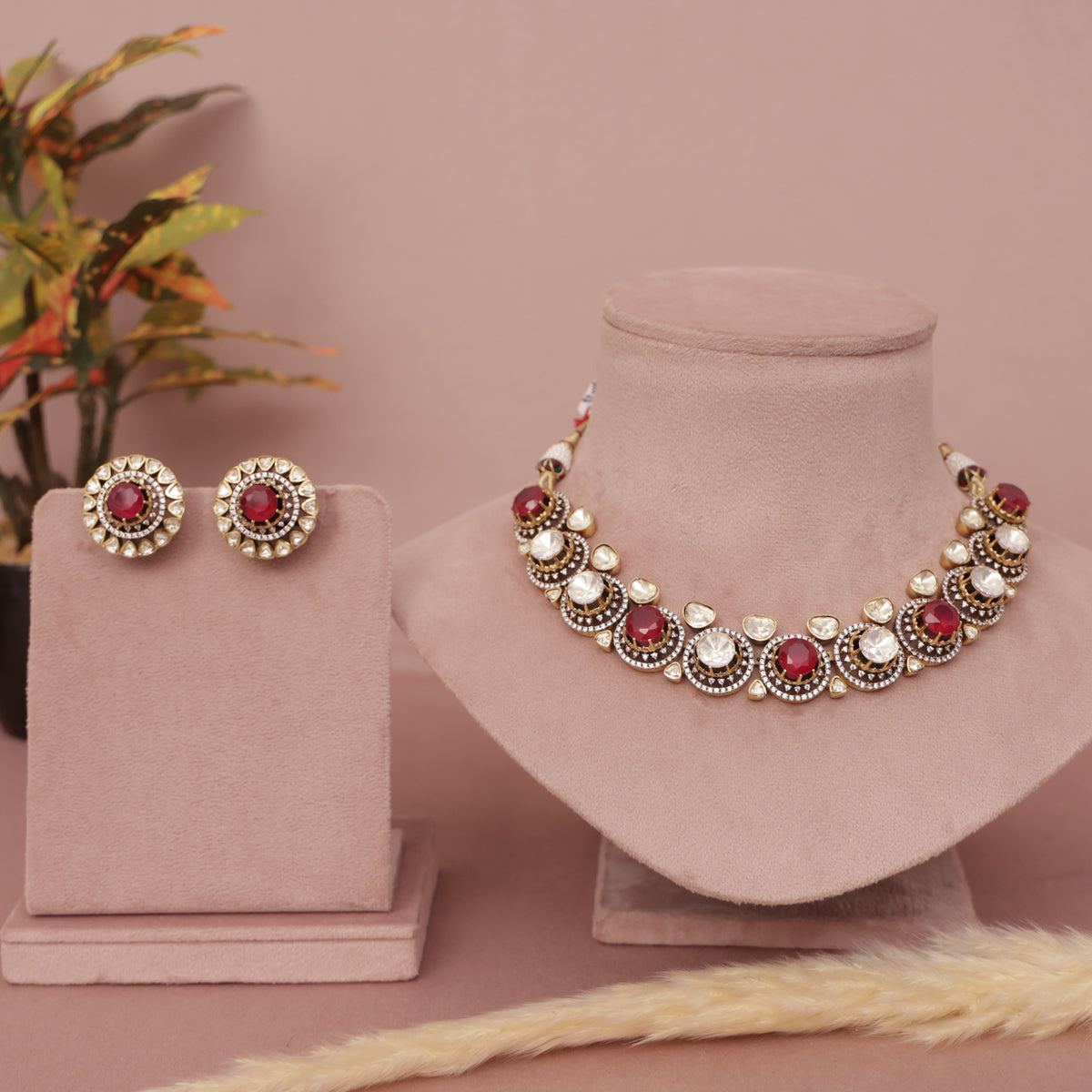 Premium Moissanite Kundan Necklace Set