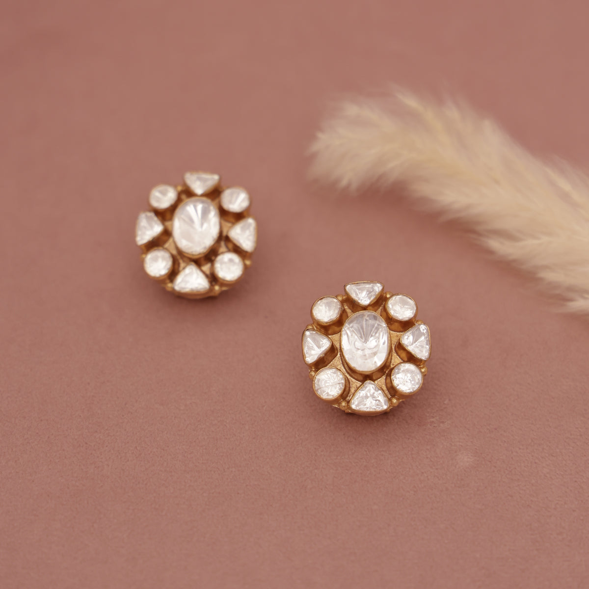 Premium Polki Kundan Studs Earring