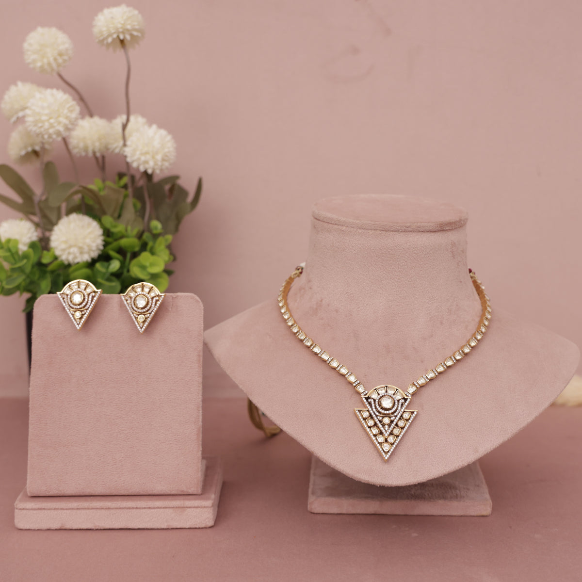 Premium Moissanite Kundan Necklace Set