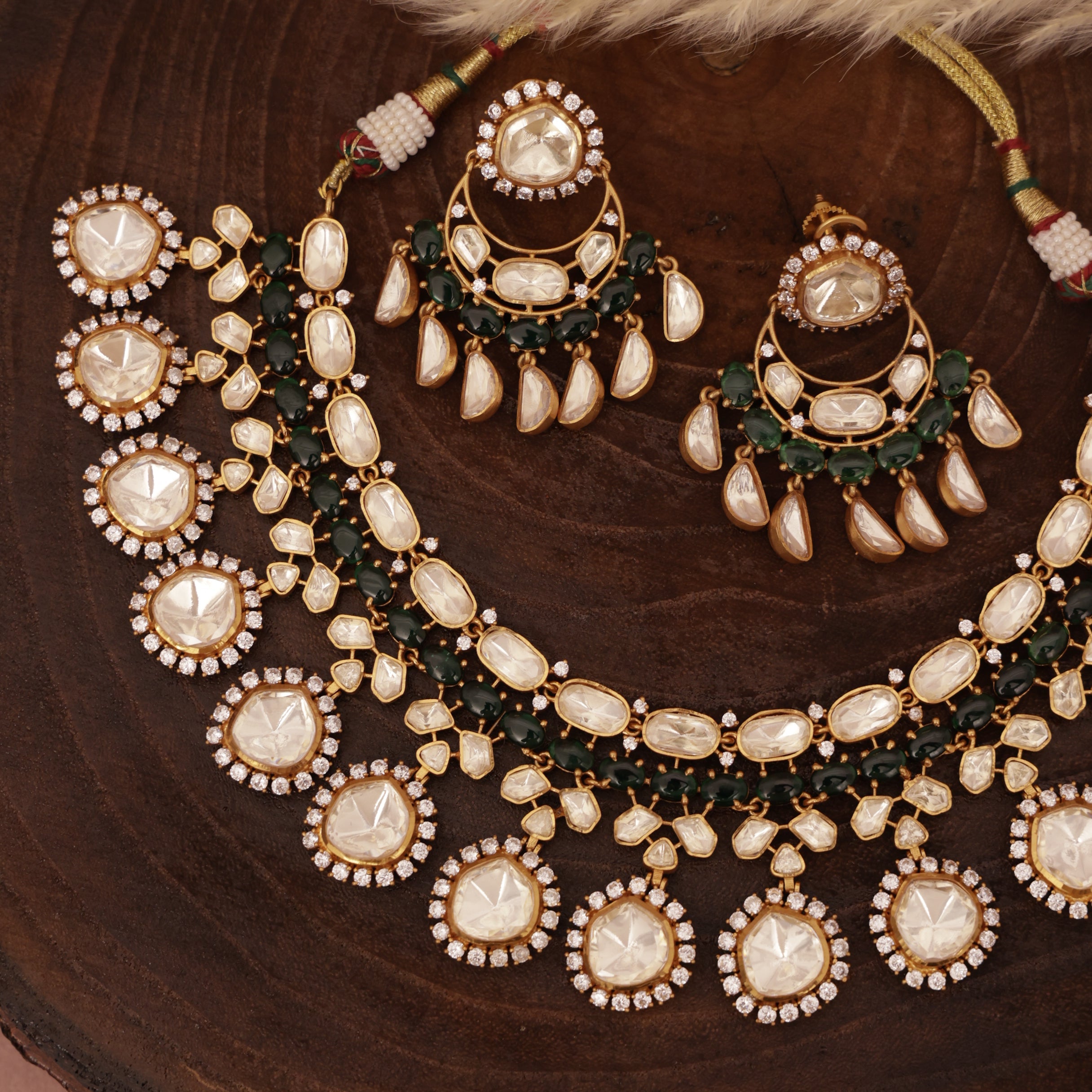Moissanite Kundan Bridal Necklace Set