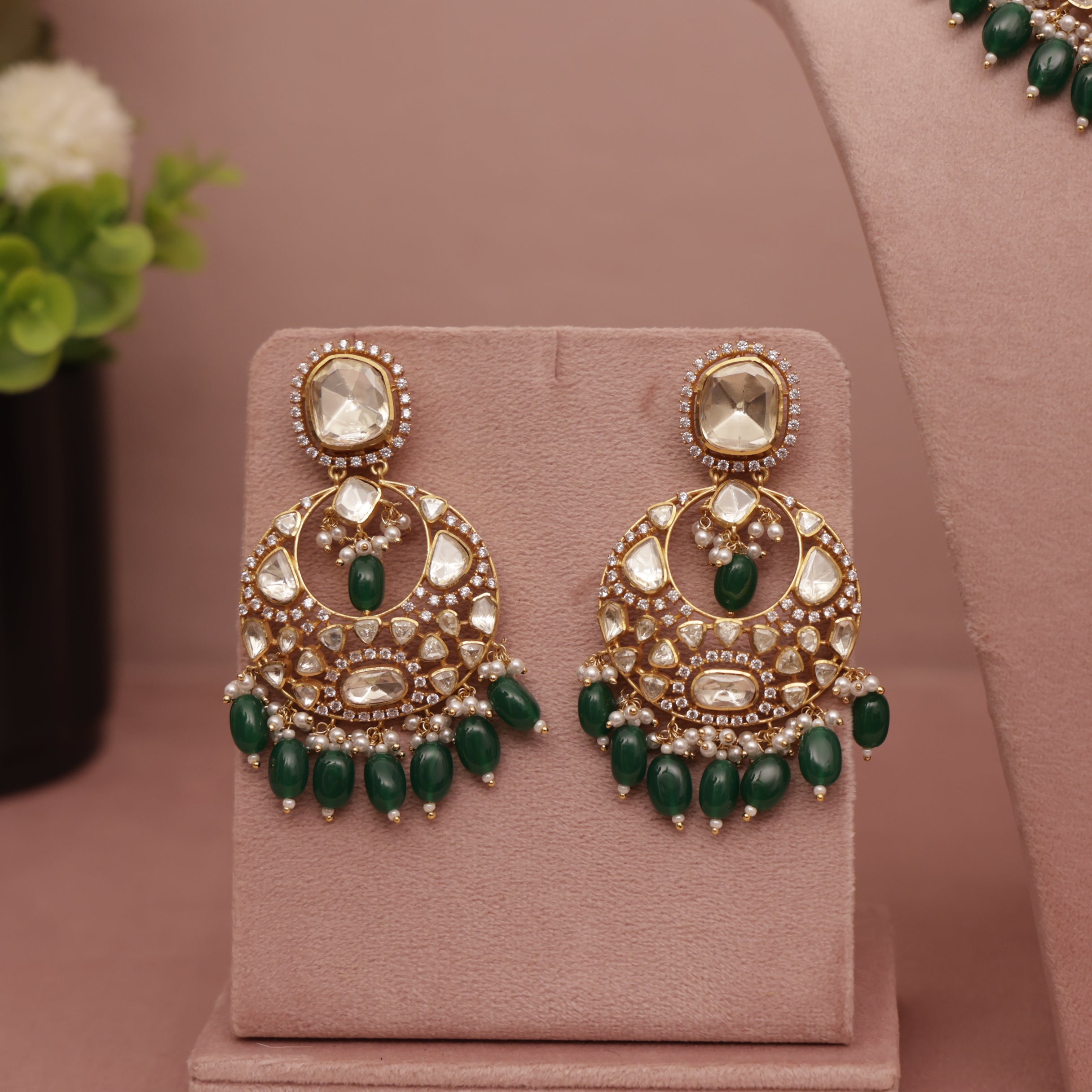 Moissanite Kundan Bridal Necklace Set