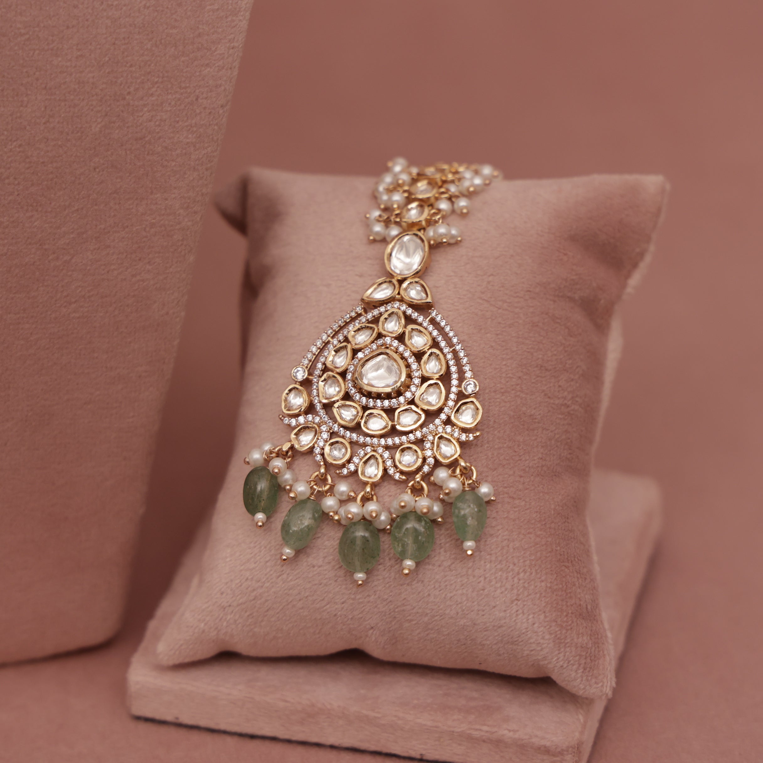 Premium Polki Kundan Bridle Necklace Set
