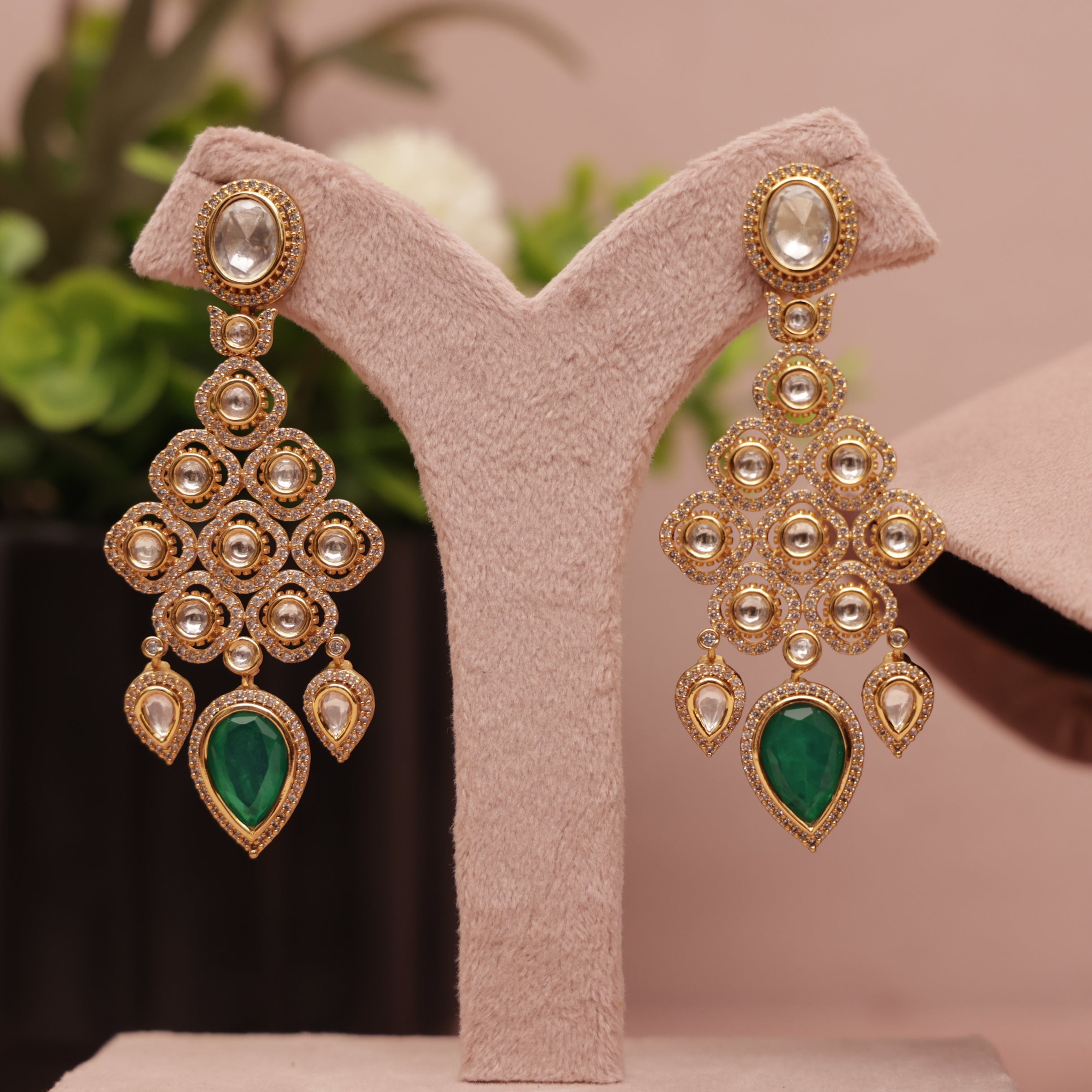 Premium Polki Kundan Bridle Necklace Set