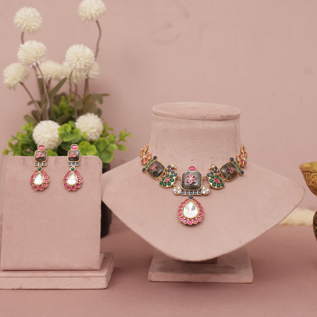 Premium Fusion Kundan Necklace Set