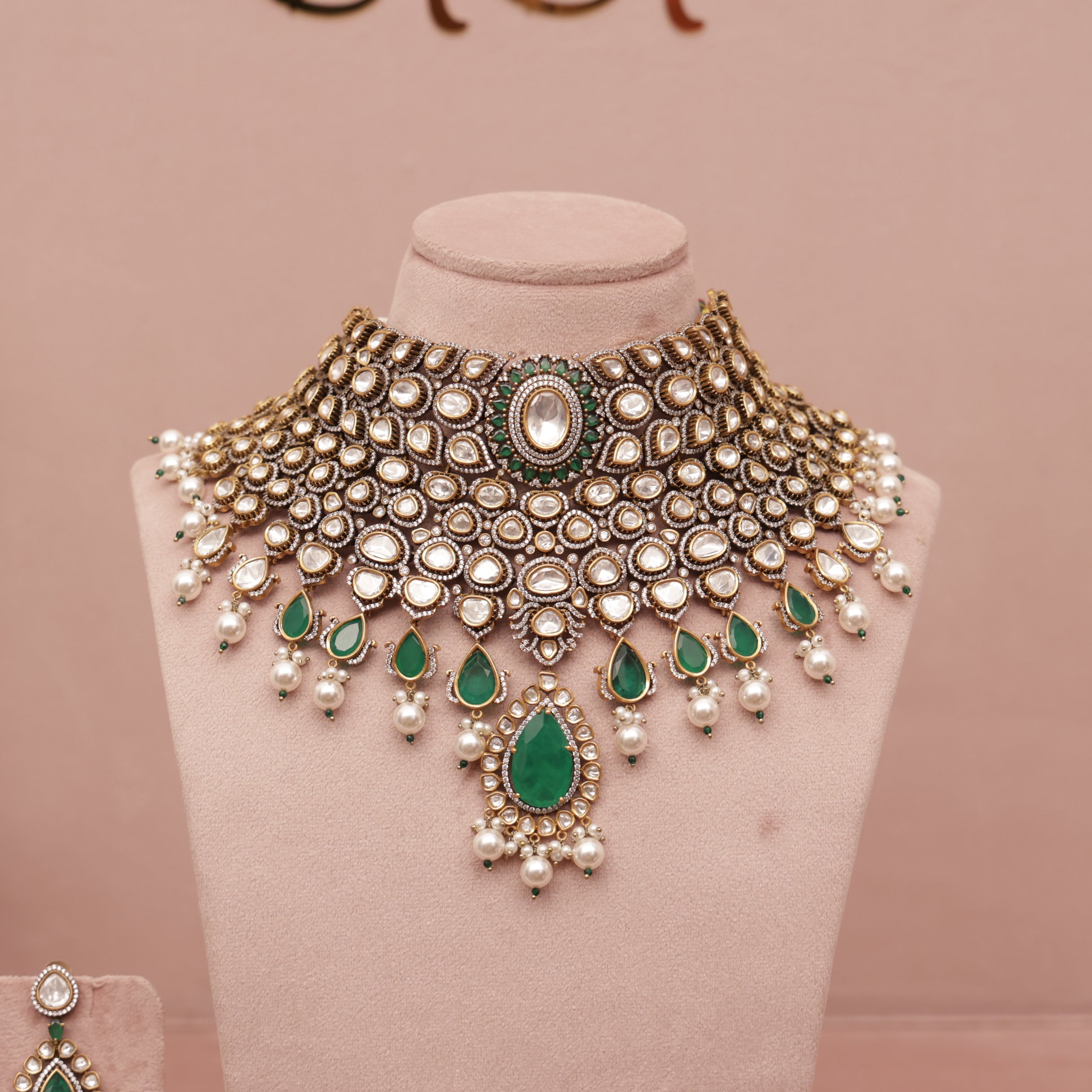 Premium Polki Kundan Necklace Set