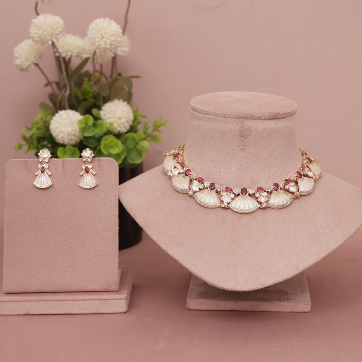 Premium Kundan MOP Necklace Set