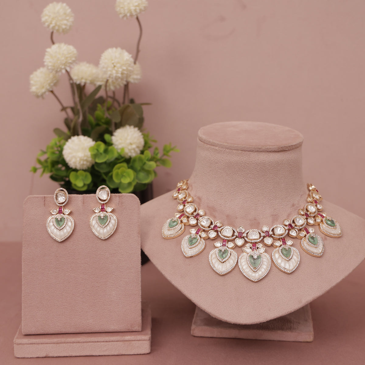 Premium Kundan MOP Necklace Set