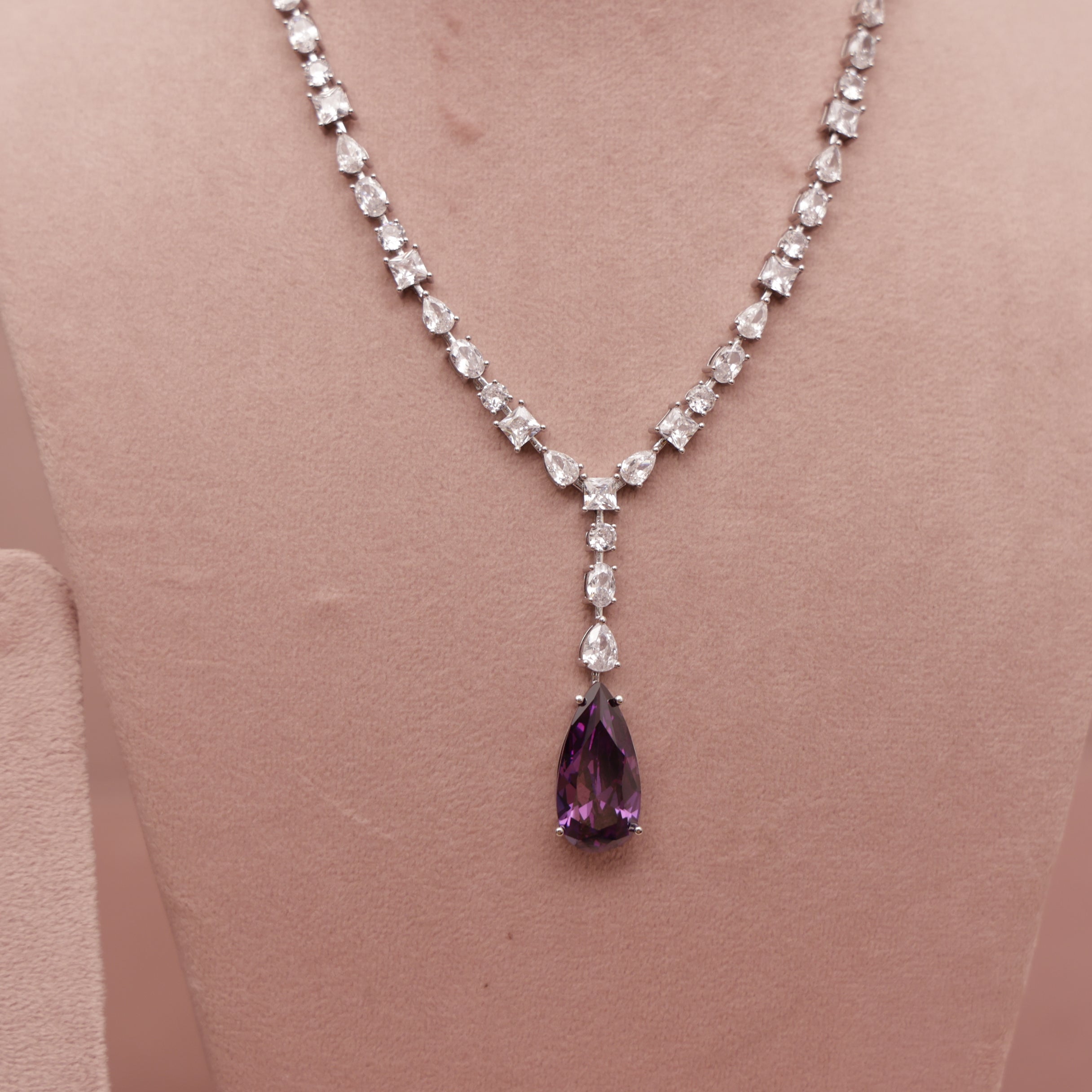 CZ Diamond Purple Necklace