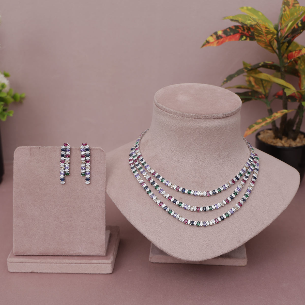 American Diamond Modern Necklase Set
