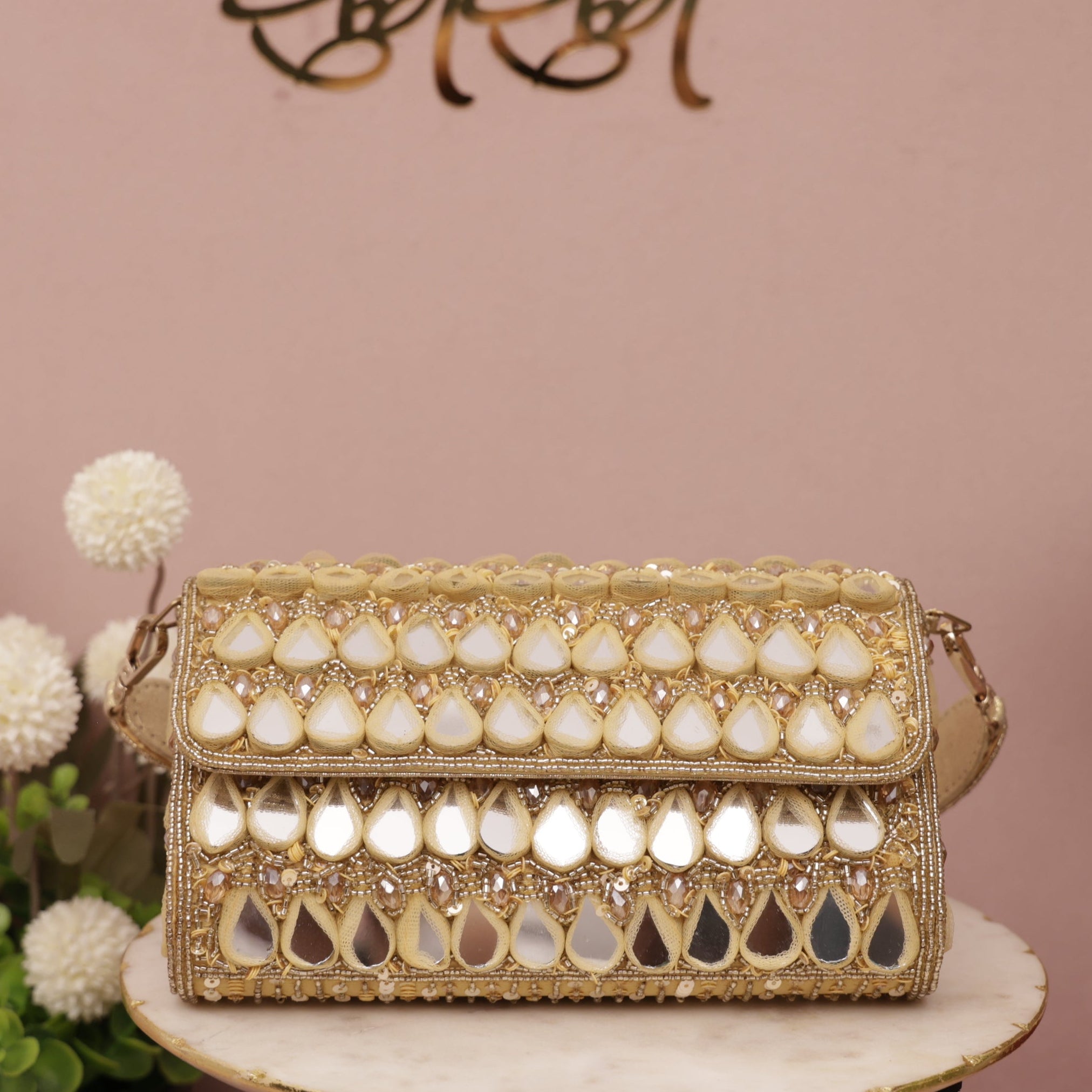 Decorative handbag with mirror work