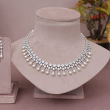 American Diamond Modern Pearl Necklase Set