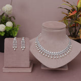 American Diamond Modern Pearl Necklase Set