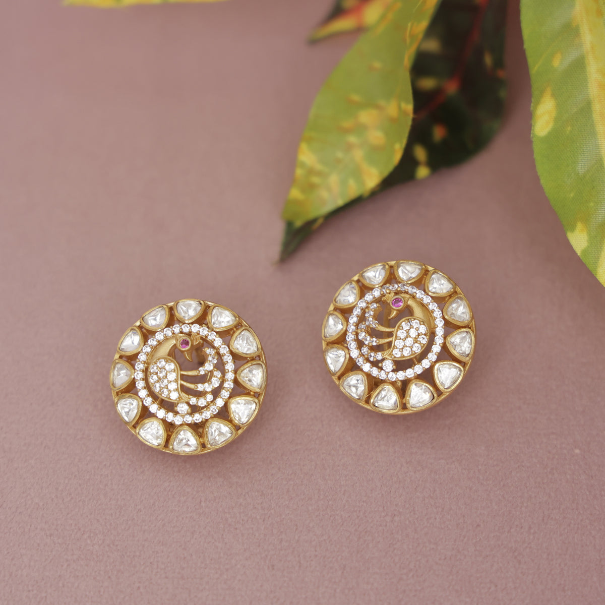 Premium Moissanite Kundan Studs Earring