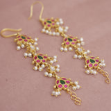 Kundan Pearl Ear chain - Matil - Sahara