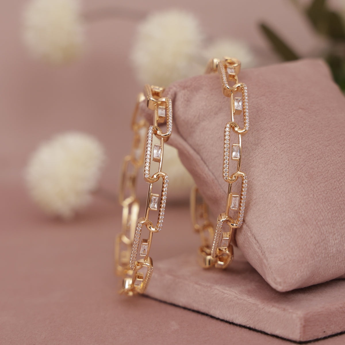 Cubic Zirconia Gold Plated AD Bangle