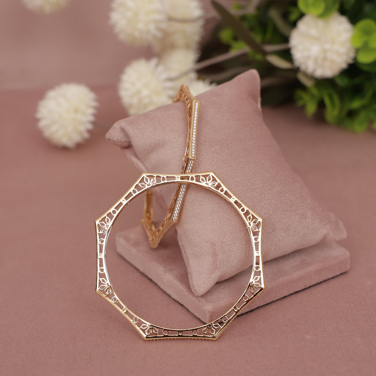 Cubic Zirconia Gold Plated AD Bangle