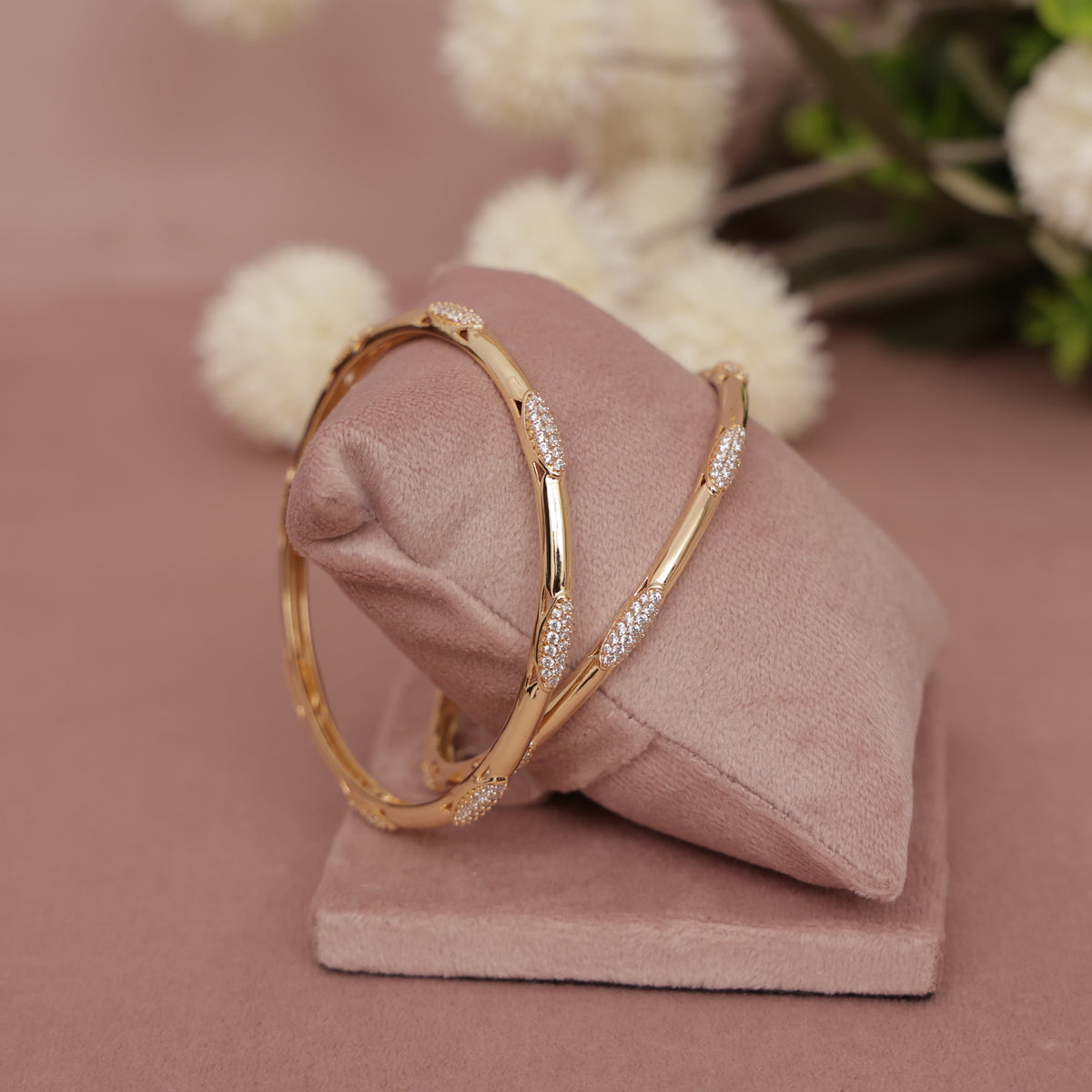 Cubic Zirconia Gold Plated AD Bangle