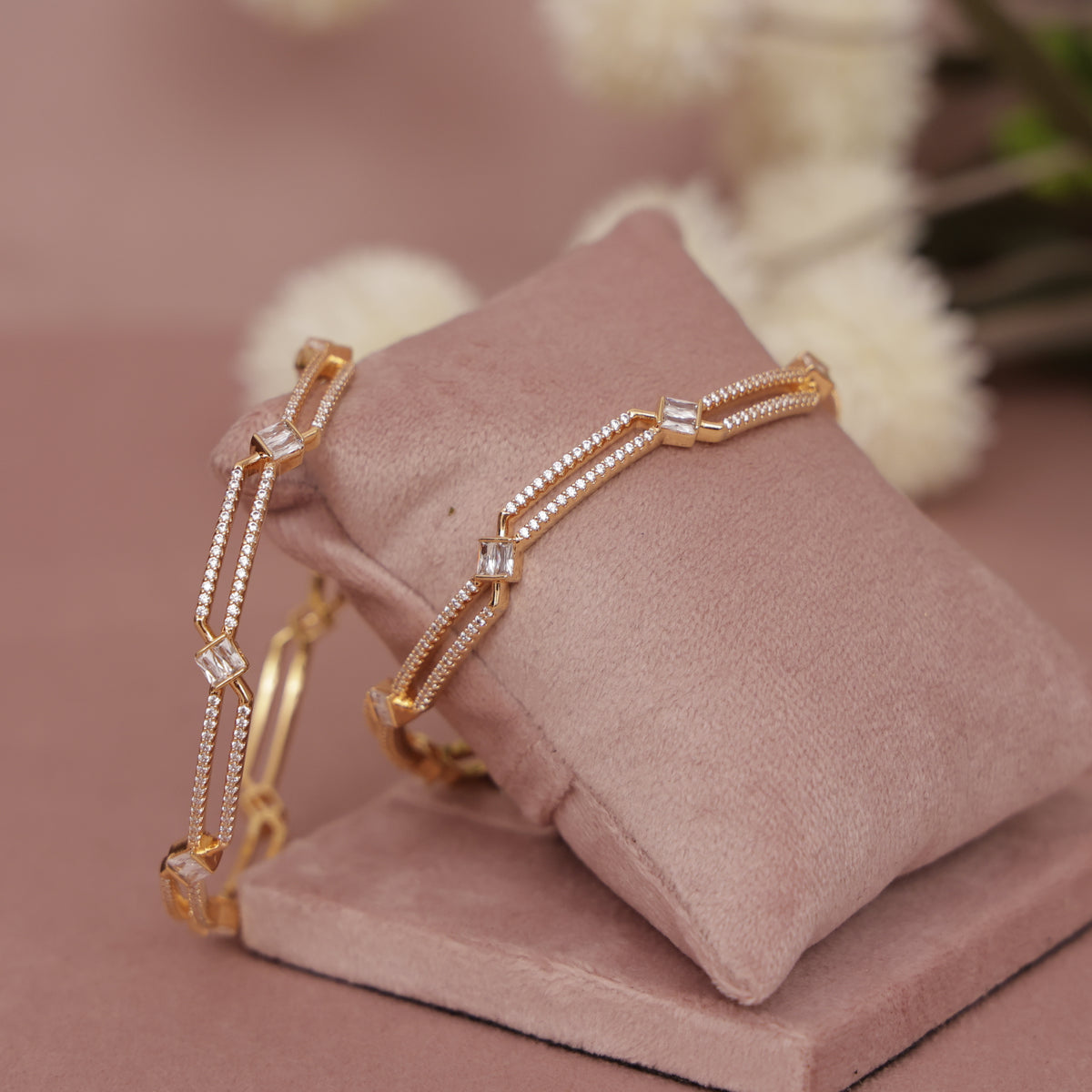 Cubic Zirconia Gold Plated AD Bangle