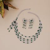 American Diamond  Sapphire  Necklase Set
