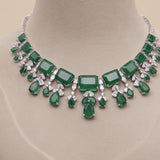 American Diamond Emerald Green Necklase Set