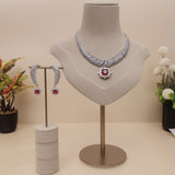 American Diamond Sapphire Necklase Set