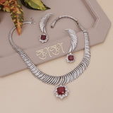 American Diamond Sapphire Necklase Set