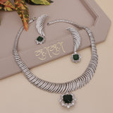 American Diamond Sapphire Necklase Set