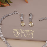 American Diamond Yellow Sapphire Drop Necklase Set