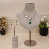 American Diamond Emerald Drop Necklase Set