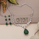 American Diamond Emerald Drop Necklase Set