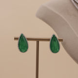 American Diamond Two Layer Emerald Drop Necklase Set