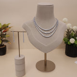 American Diamond Three Layer Rhodium Necklase Set